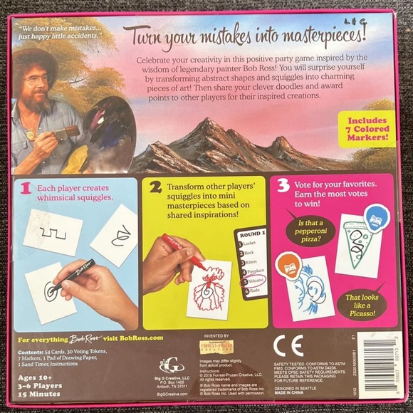 Bob Ross HAPPY LITTLE ACCIDENTS Drawing Party Game Ages 10+ BRAND NEW (2018) - Picture 2 of 2